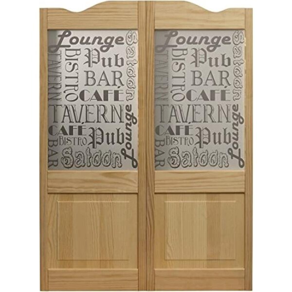 American Wood 36 x 42 in. Full Glass Tavern Louvered Cafe Door, Unfinished Pine 183642 - main